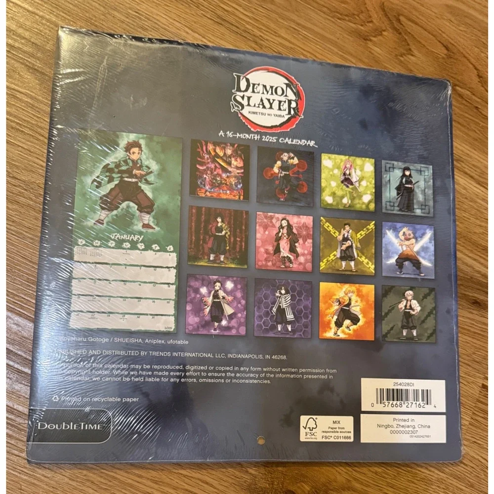 🗡️ Demon Slayer 2025 Wall Calendar 16 Month Sealed Anime Manga Kimetsu no Yaiba
